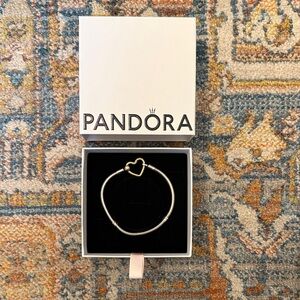 Pandora Silver Bracelet with Gold Heart Charm